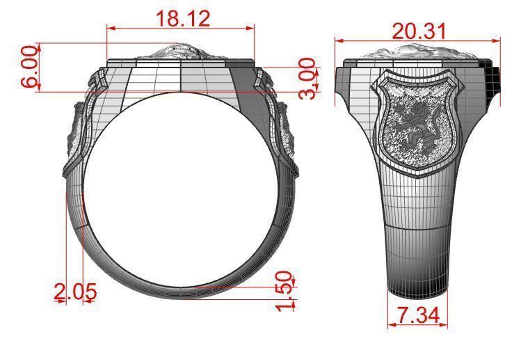 Men ring lion 3D print model_13