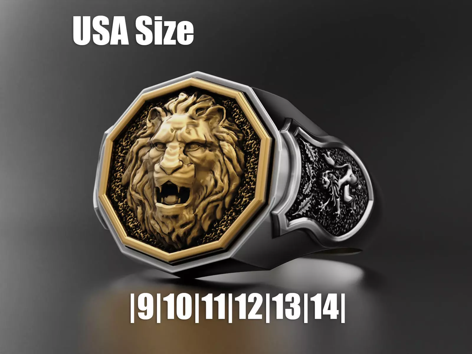 Men ring lion 3D print model_0