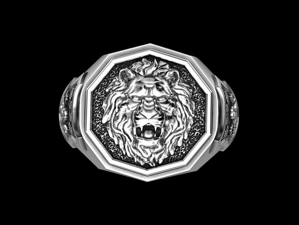 Men ring lion 3D print model_15