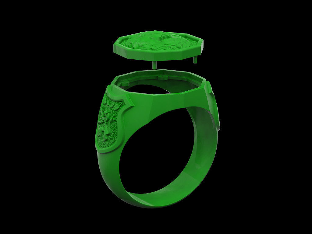 Men ring lion 3D print model_12