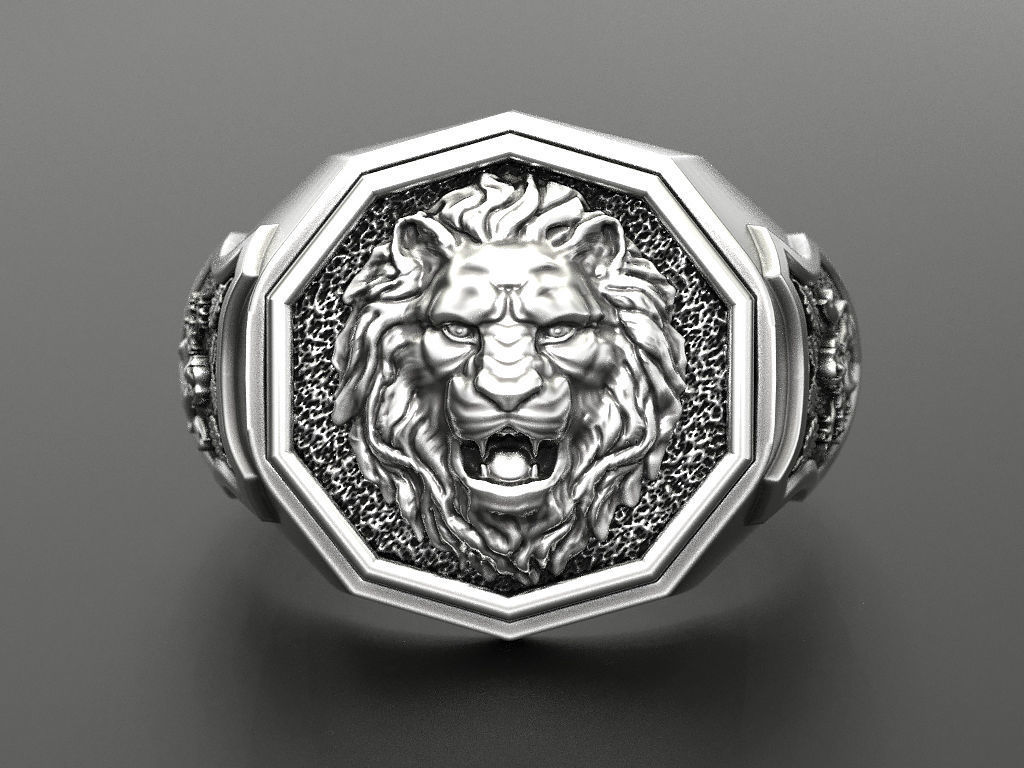 Men ring lion 3D print model_8