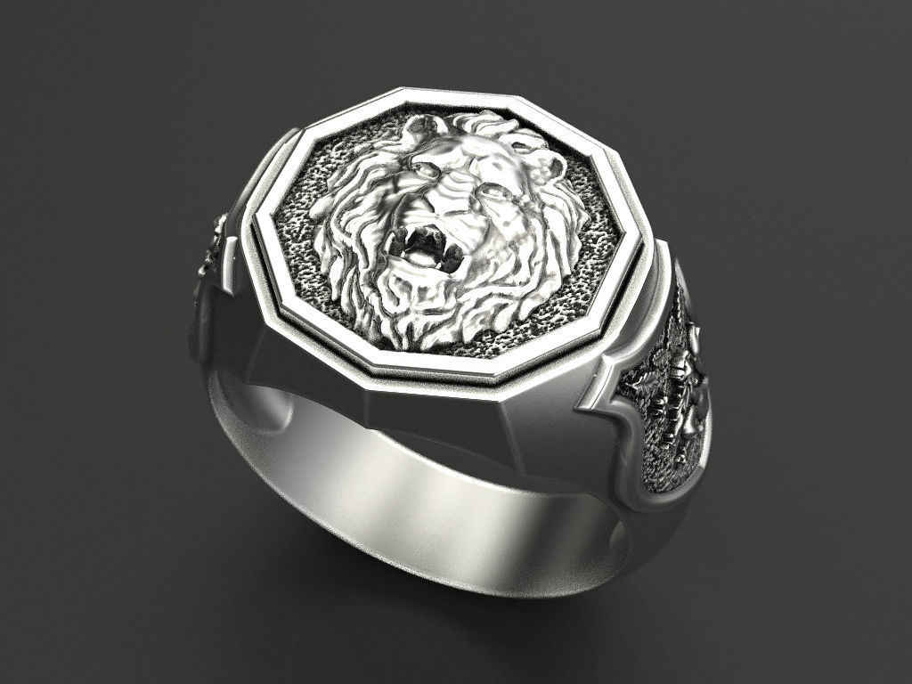 Men ring lion 3D print model_9