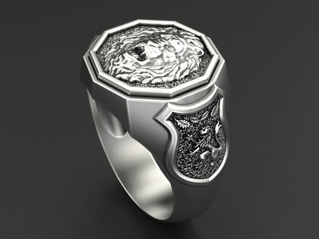 Men ring lion 3D print model_10