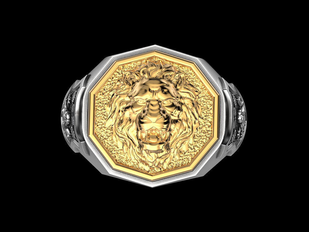 Men ring lion 3D print model_16