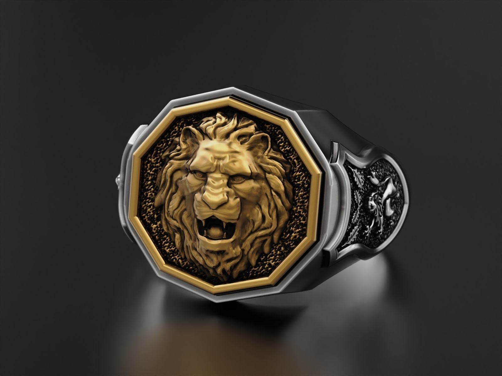 Men ring lion 3D print model_2