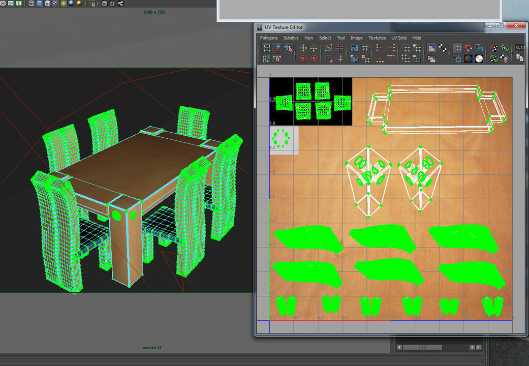 Butcher Block Table and Chairs 3D model_3