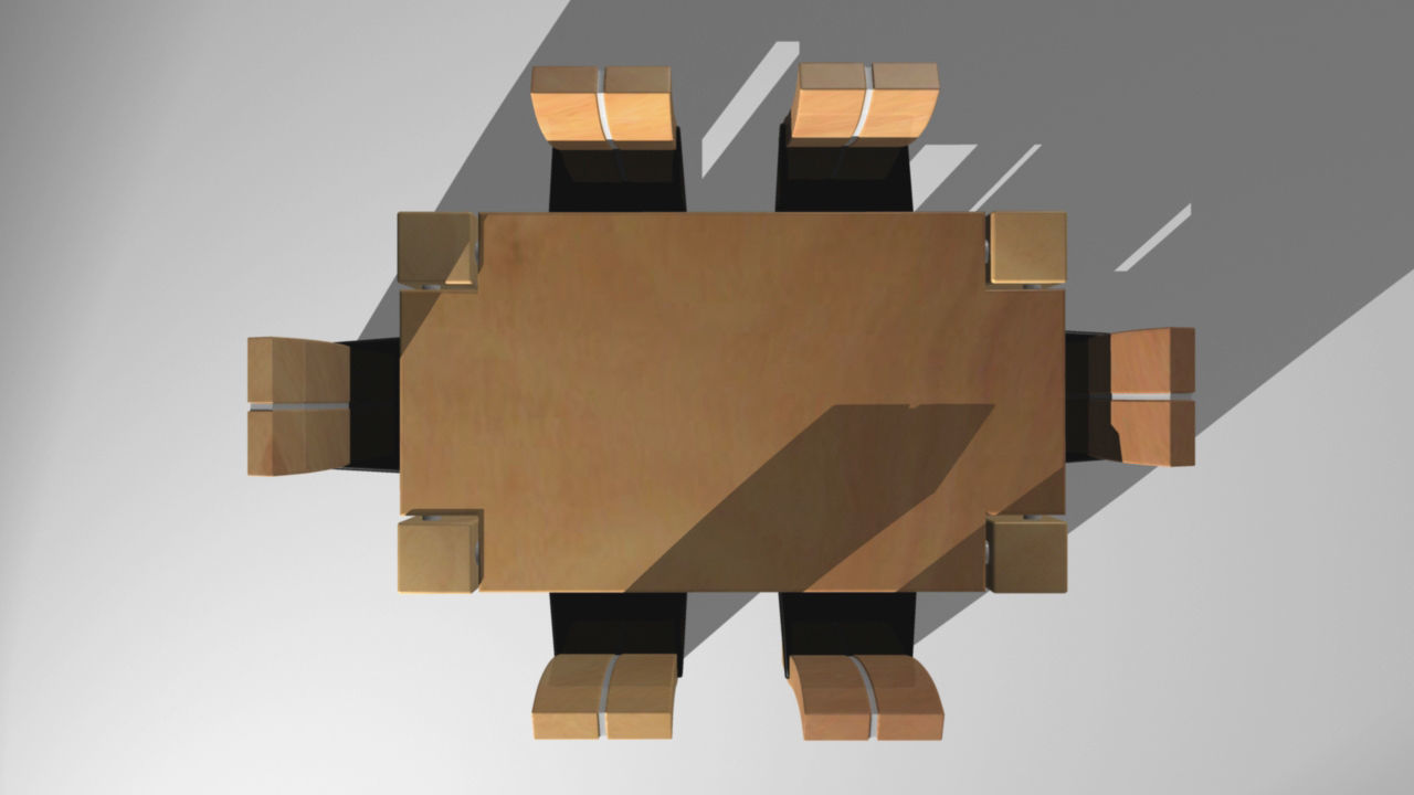 Butcher Block Table and Chairs 3D model_2