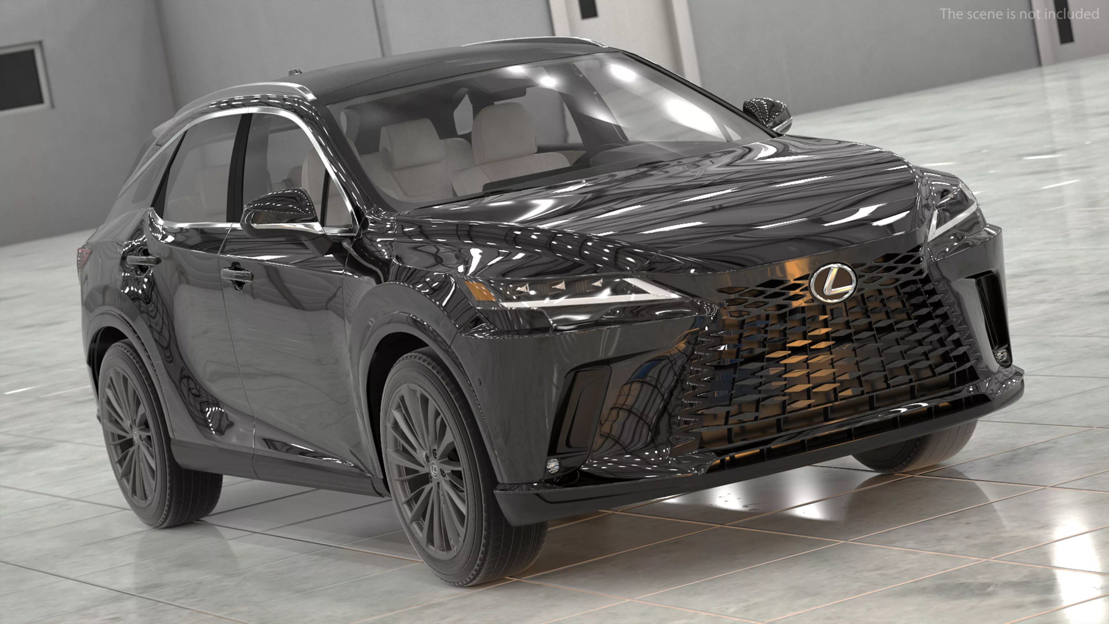 2023 Lexus RX 350 Black Rigged for Cinema 4D 3D model