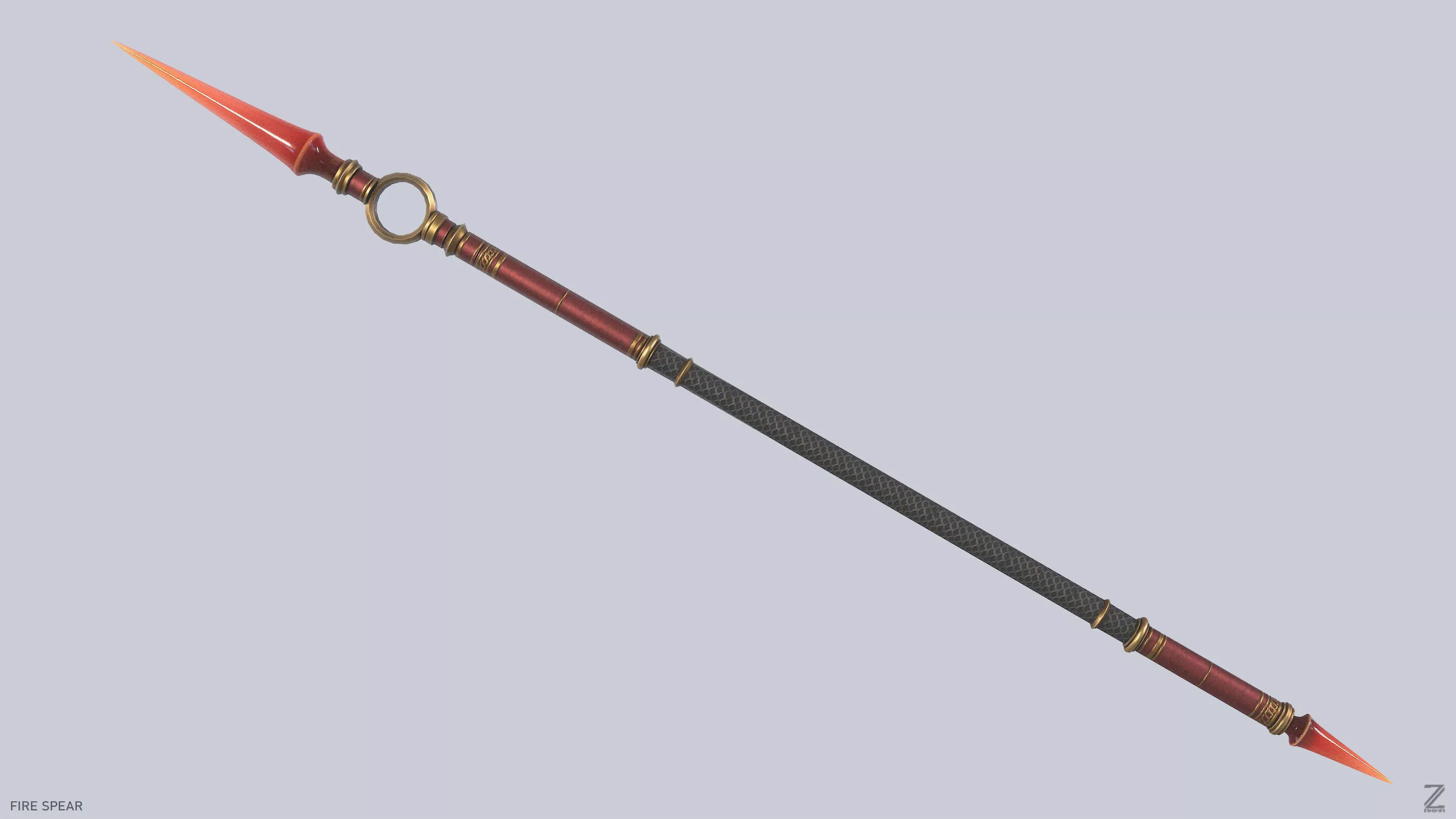 Fire spear Low-poly 3D model