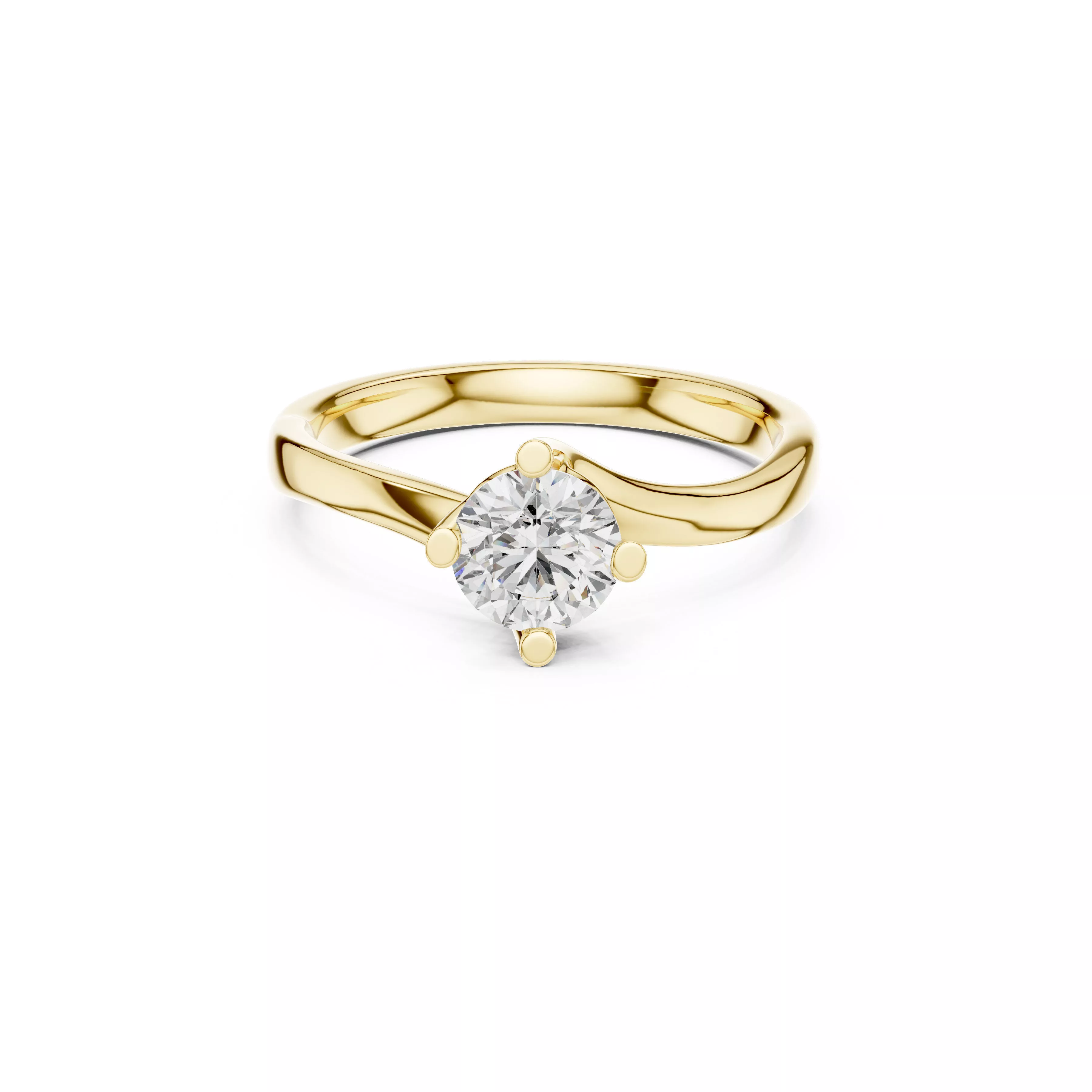 Twisted Solitaire Diamond Engagement Ring Modern Bypass Design 3D print model