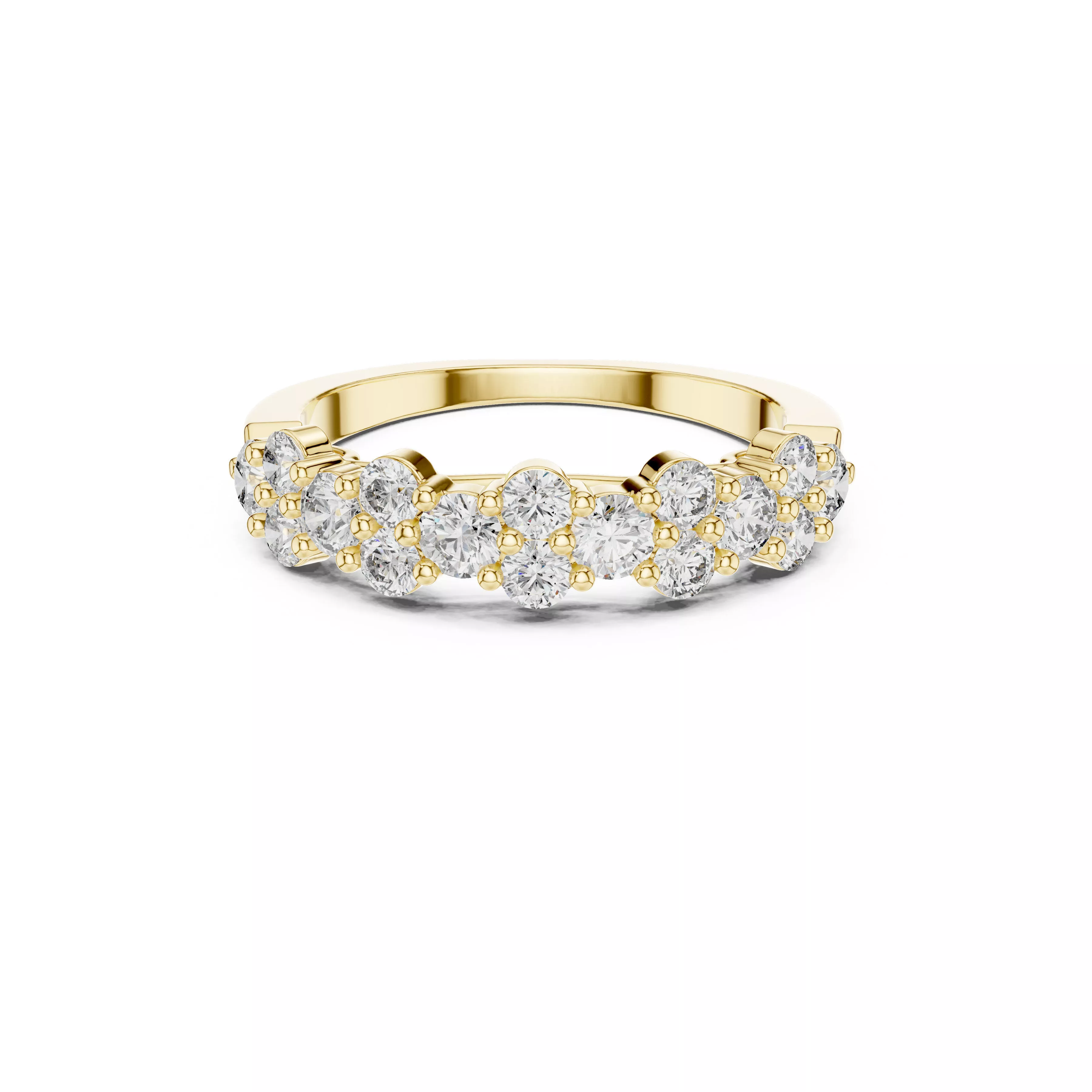 Diamond Floral Cluster Wedding Band Gold Anniversary Ring 3D print model