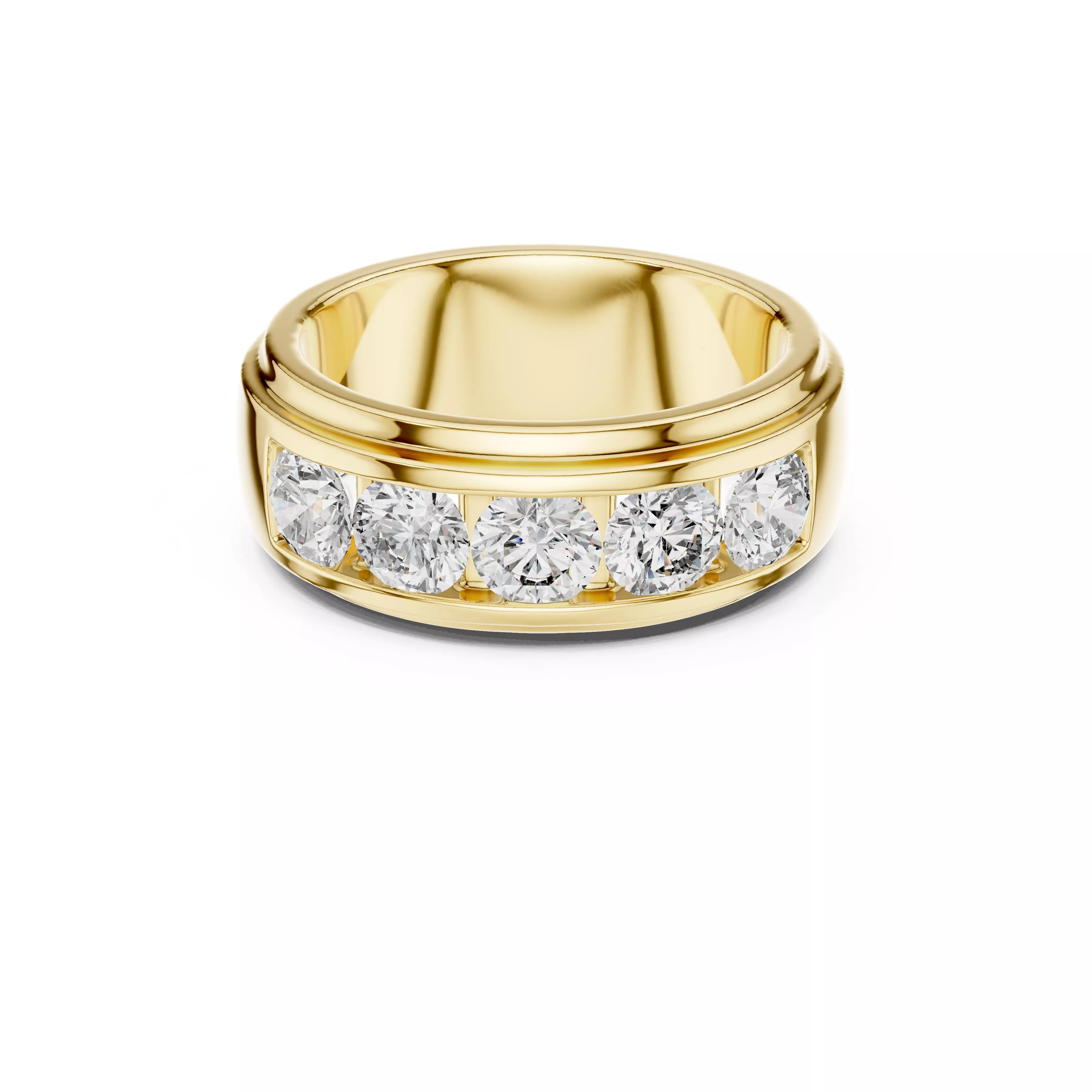 Five Stone Diamond Channel Set Wedding Band Anniversary Ring 3D print model