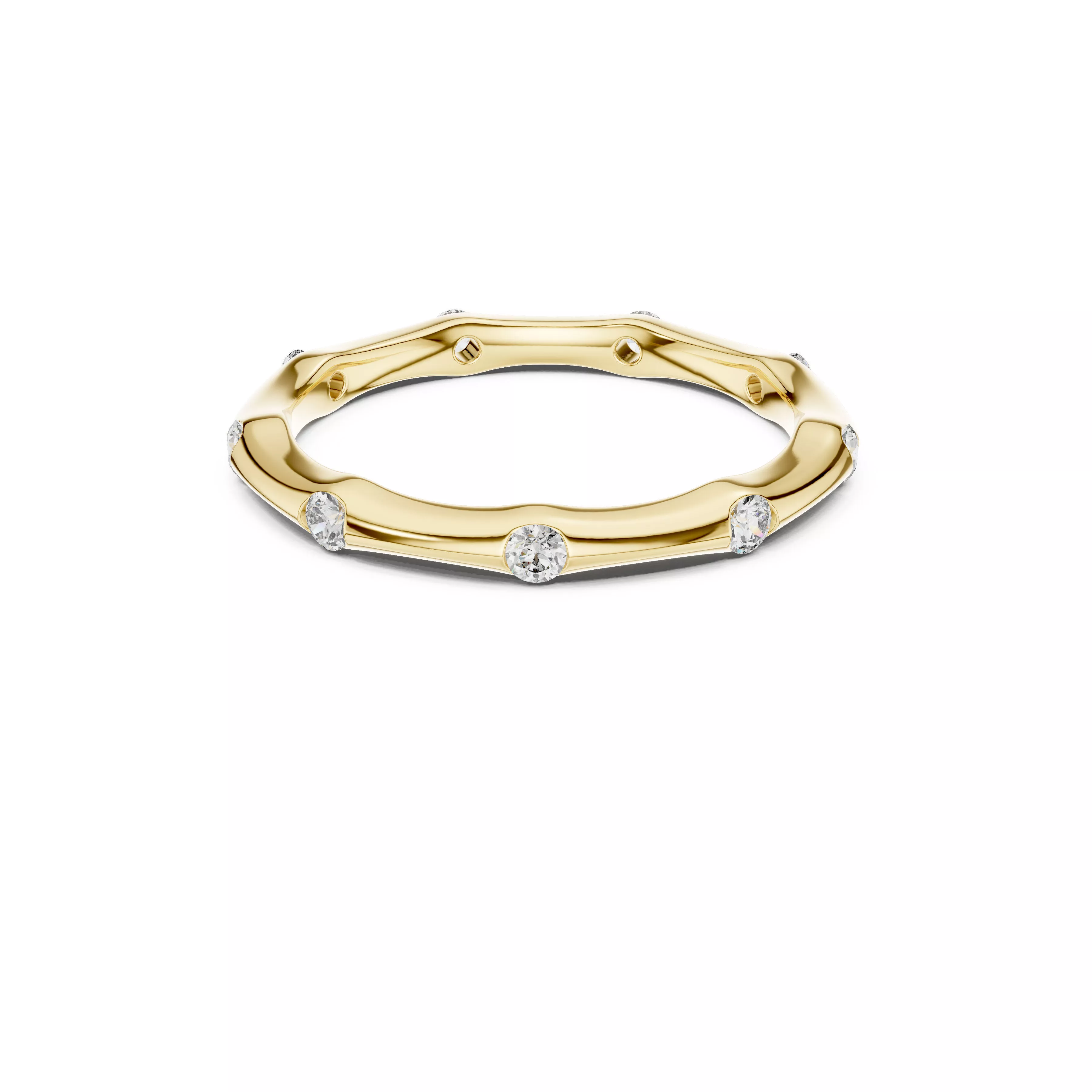 Scattered Diamond Minimal Bezel Set Eternity Band Ring 3D print model