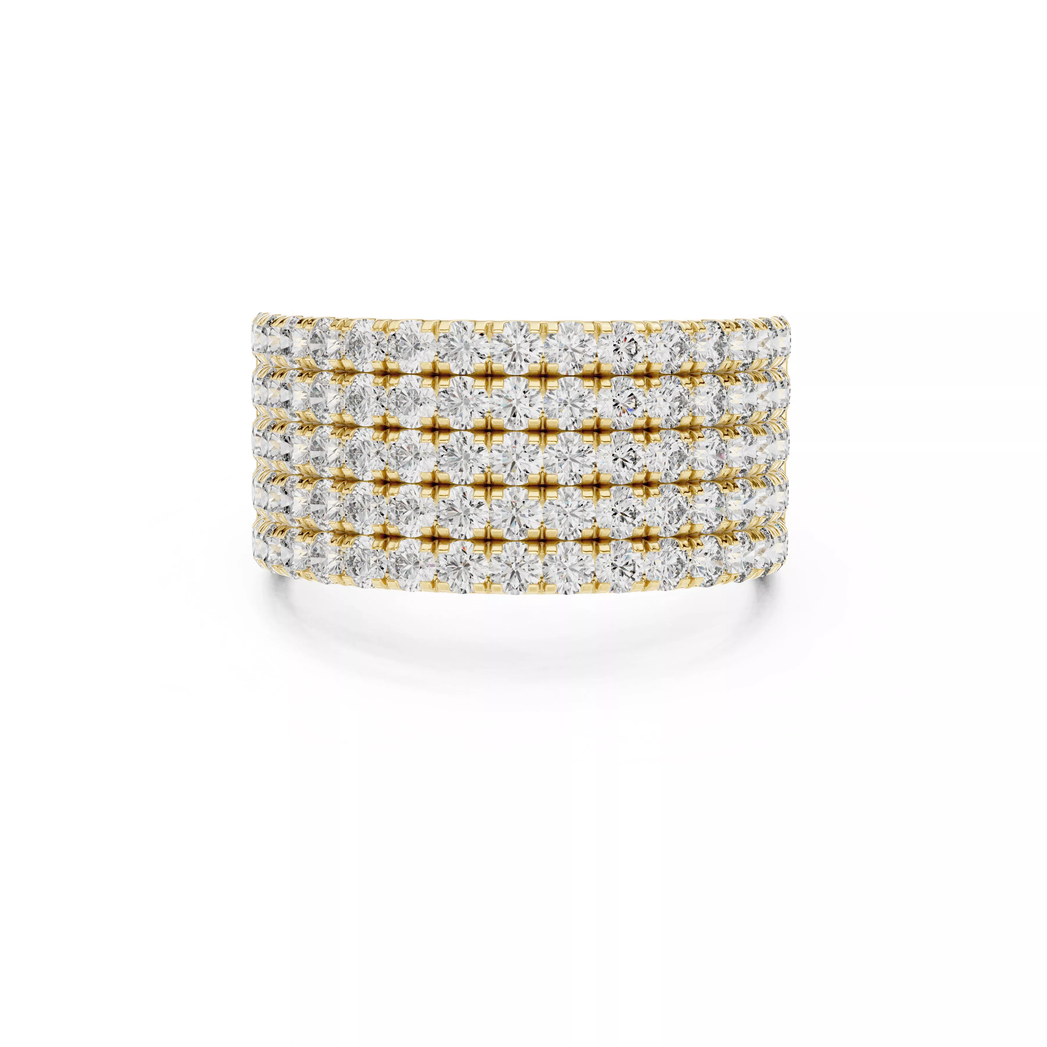 Multi Row Diamond Band Wide Eternity Statement Ring CAD 3D print model
