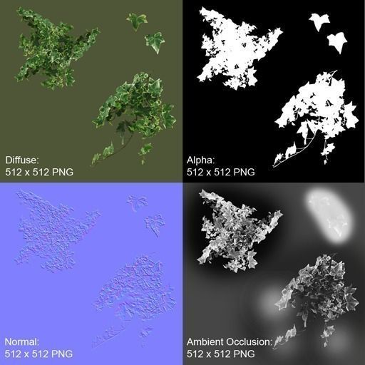 Ivy Clumps with Levels of Detail Low-poly 3D model_6