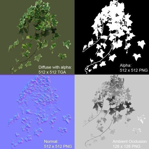 Ivy Clumps with Levels of Detail Low-poly 3D model_3