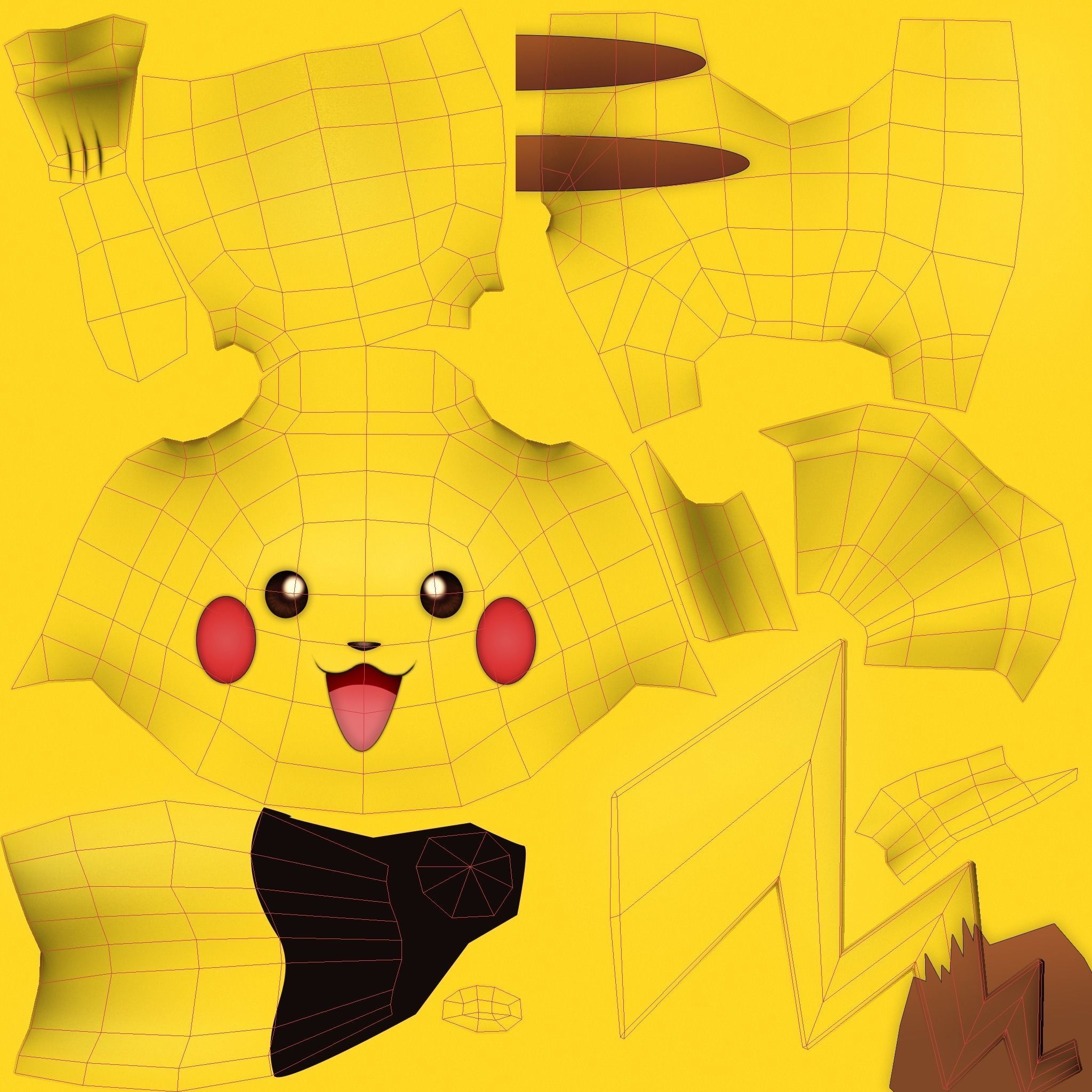 Low poly Pikachu pokemon Low-poly 3D model_11