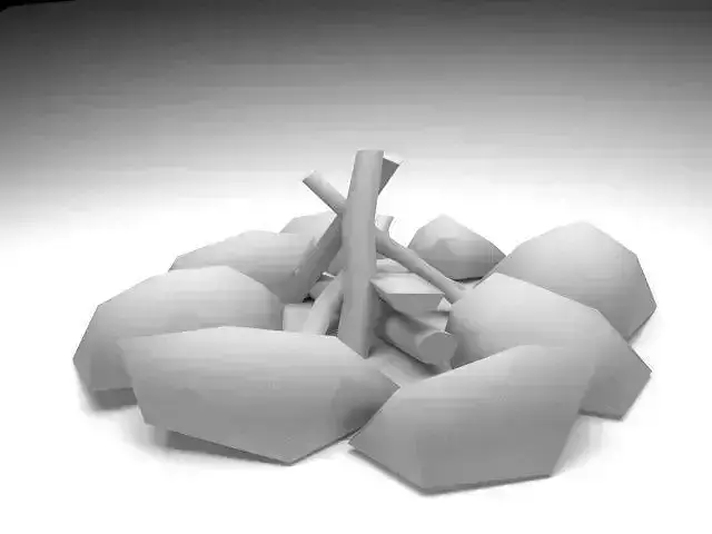 Camp-fire campfire with rocks and sticks