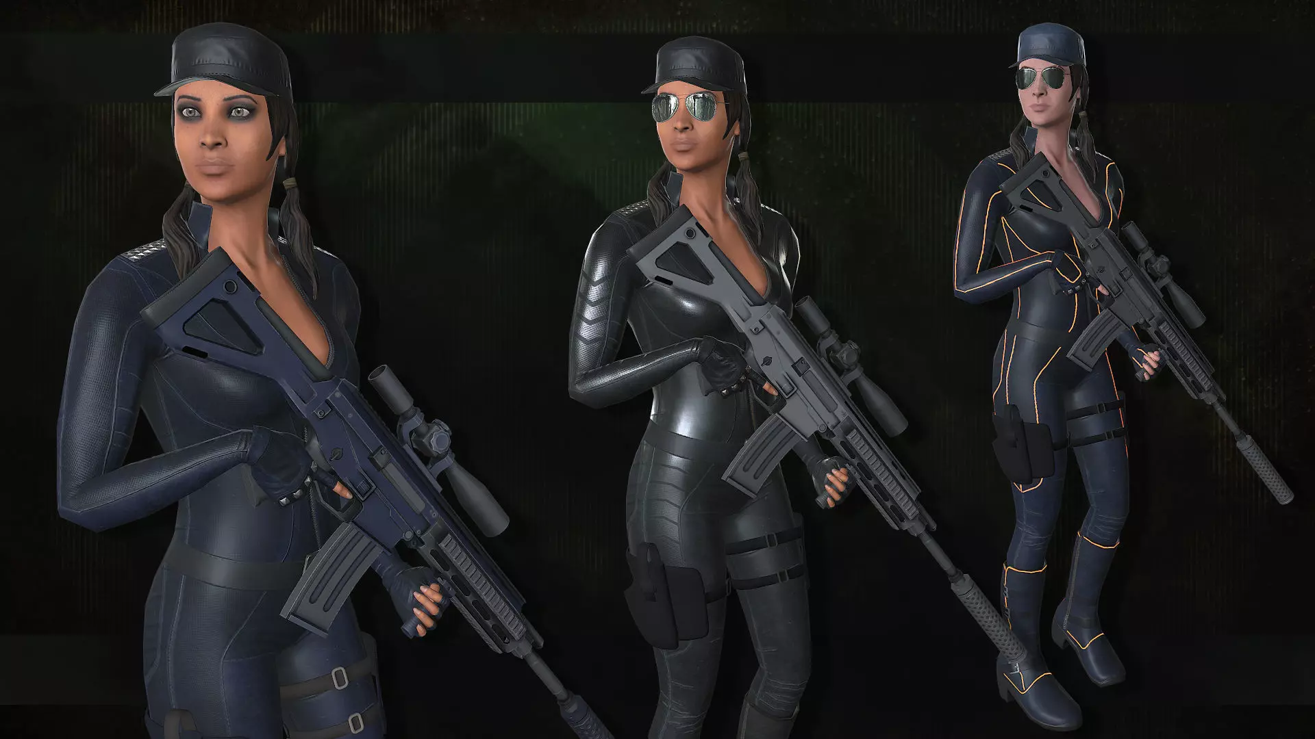 Customizable Female Soldier Modern Style Low-poly 3D model