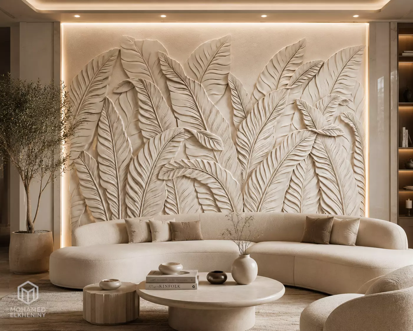 Modern Banana Leaves wall decor Relief STL Mural CNC 450 3D model