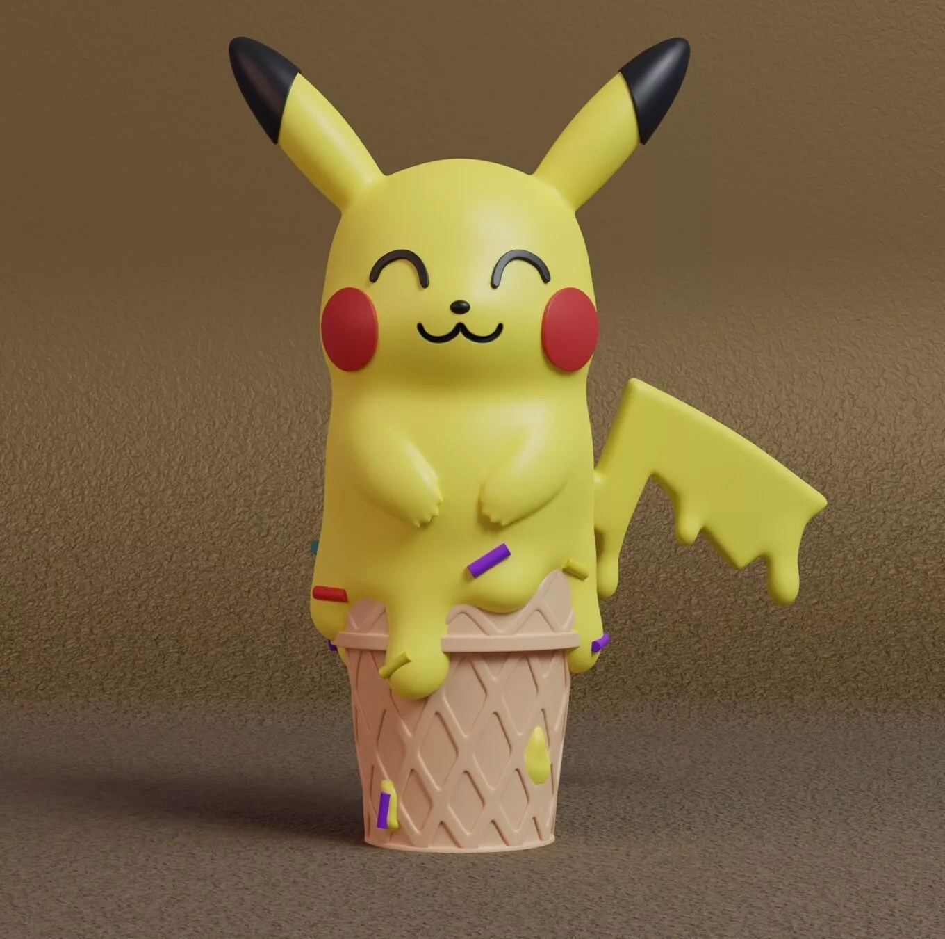 Pokemon - Ice Cream Pikachu 3MF MULTICOLOR Free 3D print model