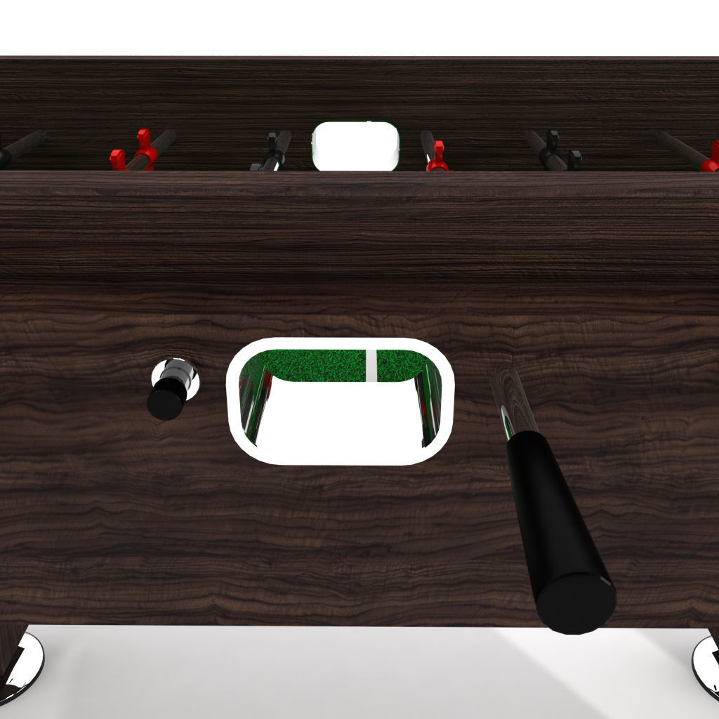 Wood Foosball Soccer table with green pitch 3D model_4