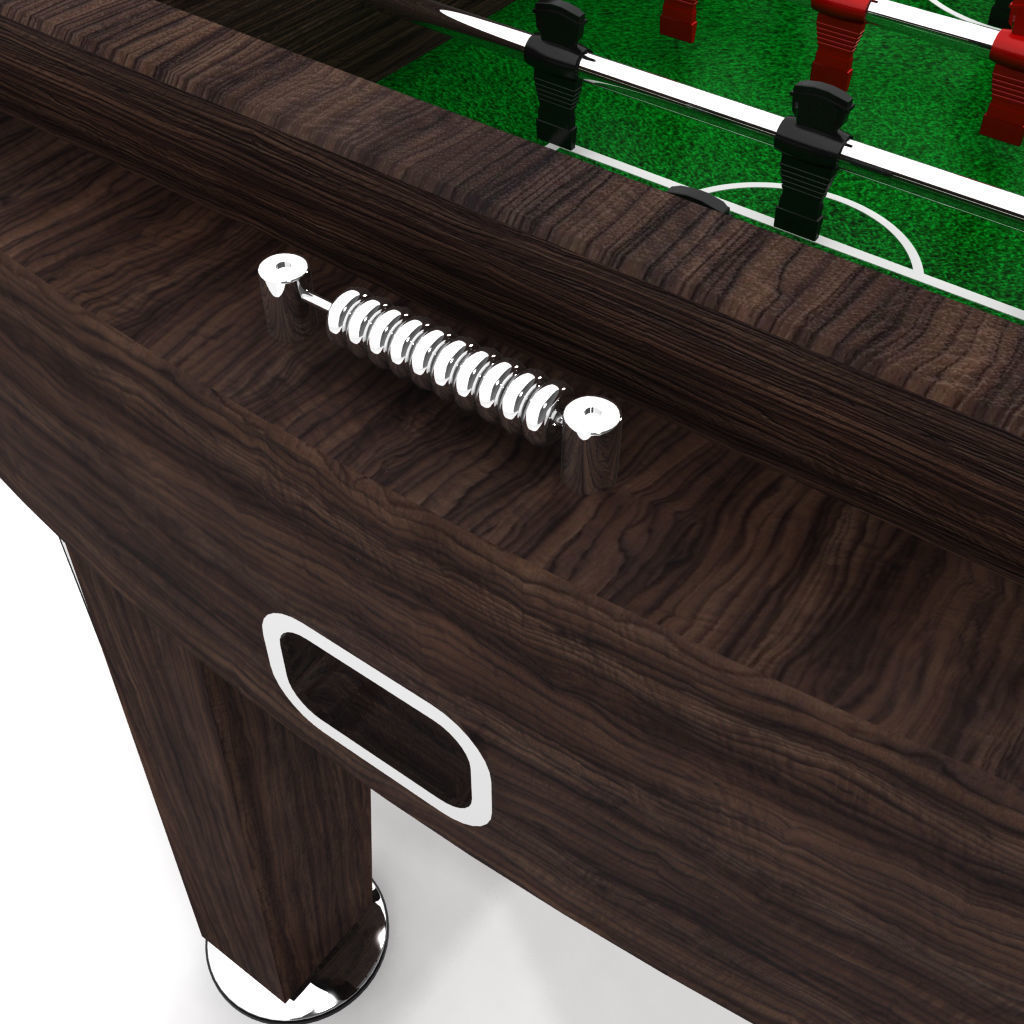 Wood Foosball Soccer table with green pitch 3D model_10