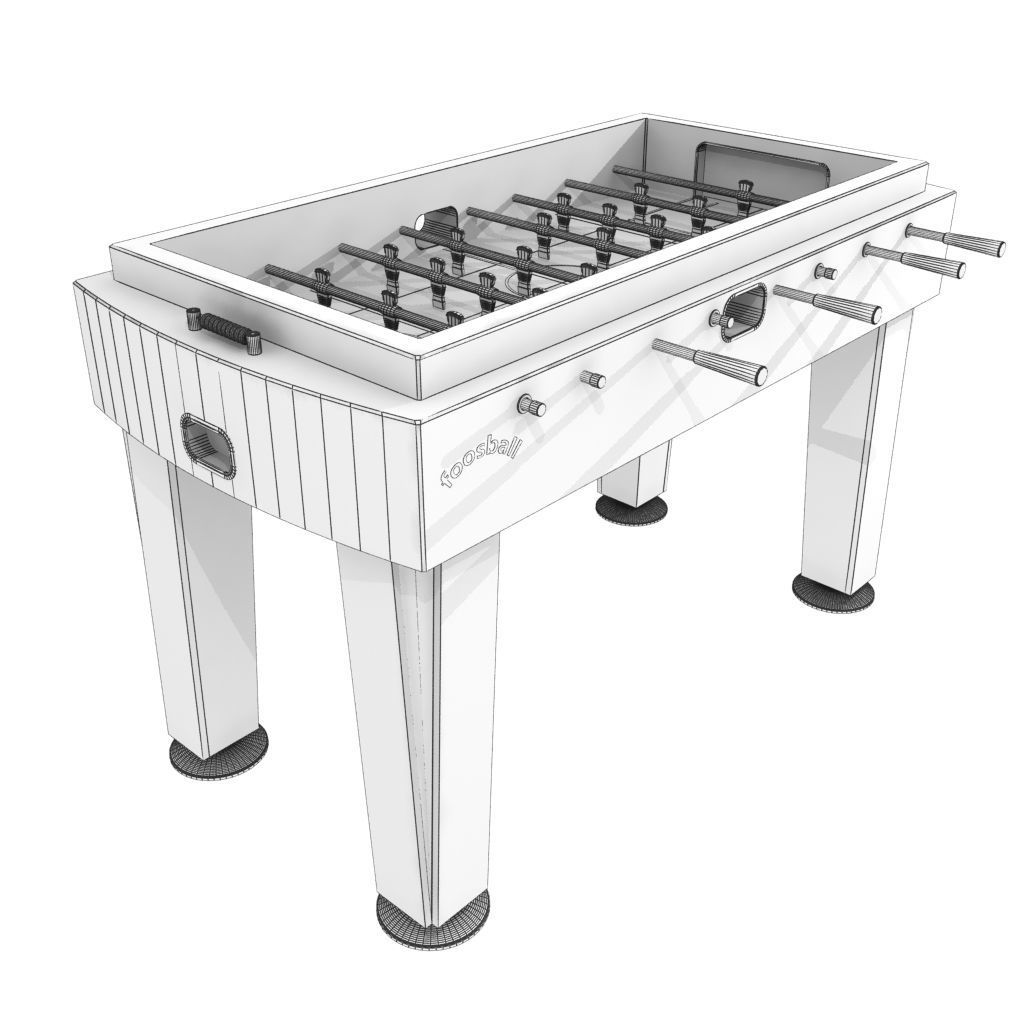 Wood Foosball Soccer table with green pitch 3D model_13