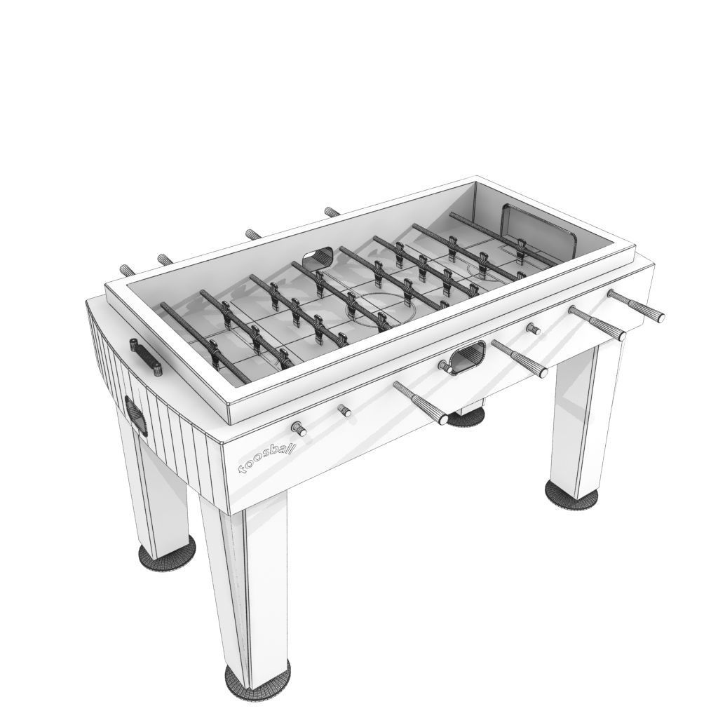 Wood Foosball Soccer table with green pitch 3D model_14