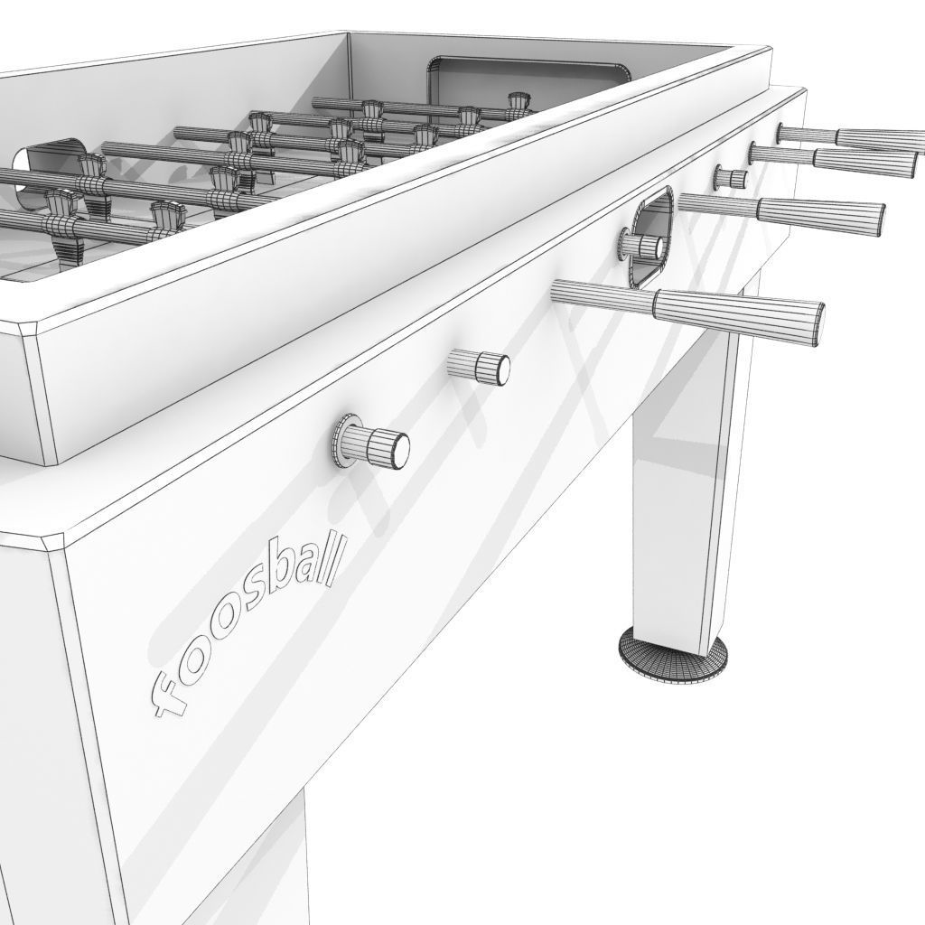 Wood Foosball Soccer table with green pitch 3D model_8