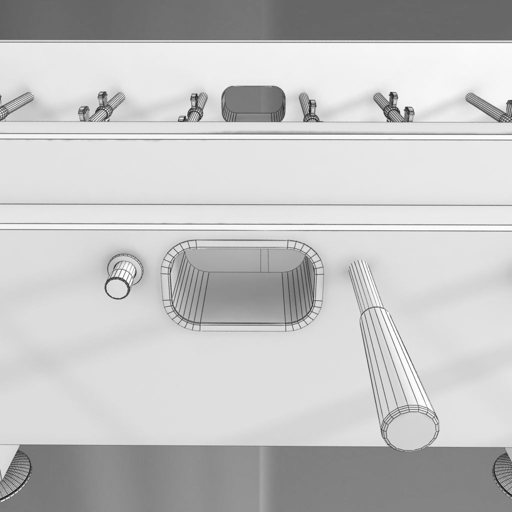 Wood Foosball Soccer table with green pitch 3D model_12