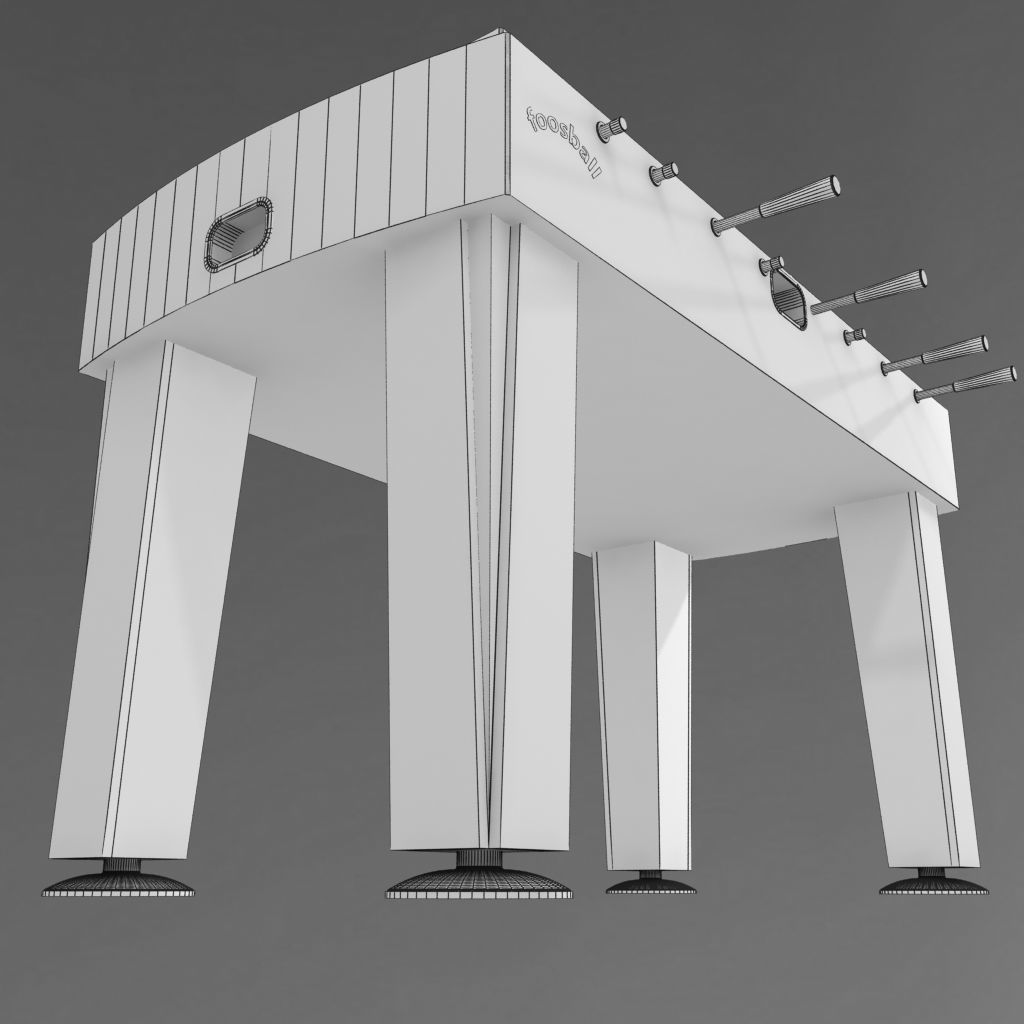 Wood Foosball Soccer table with green pitch 3D model_11