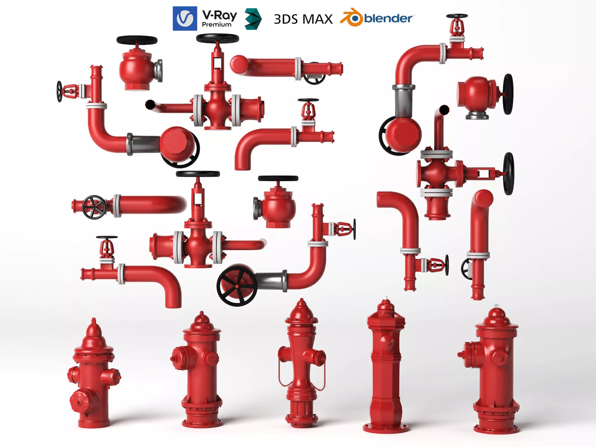 Industrial Fire Hydrant Pipeline Valve Plumb Equipment 3D model