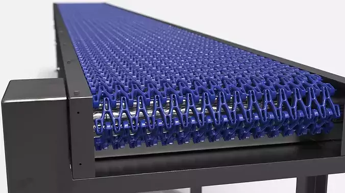Food Conveyor with Perforated Plastic Belt 3D model 4
