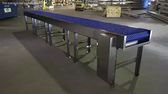 Food Conveyor with Perforated Plastic Belt 3D model 3
