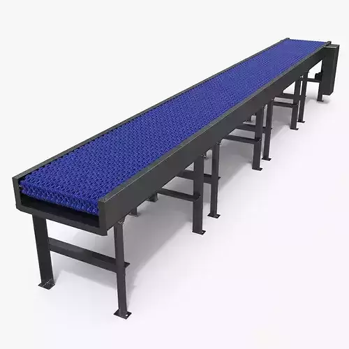 Food Conveyor with Perforated Plastic Belt 3D model 2