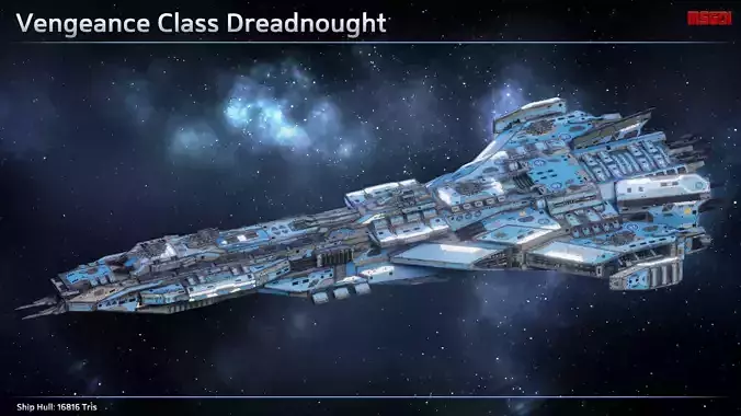 Spaceship Dreadnought Vengeance Low-poly 3D model