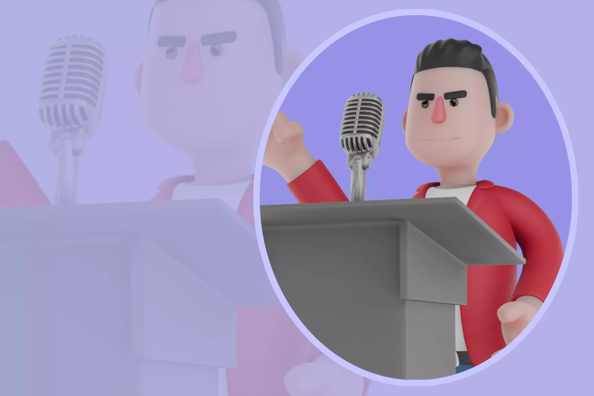 Stylized 3D Singer at Podium - Speech Cartoon 3D model