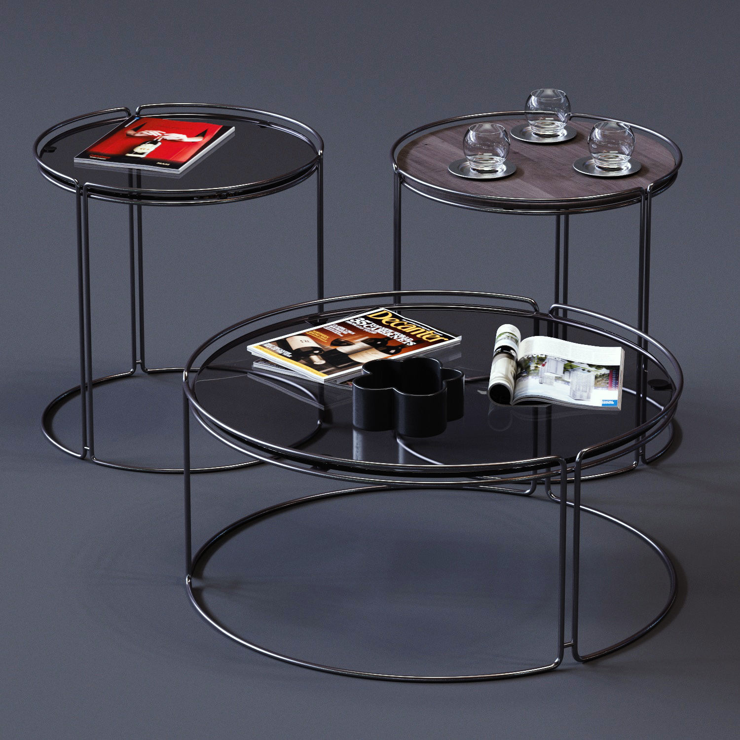Ditre Italia Coffee Tables Set 02 Low-poly 3D model_2