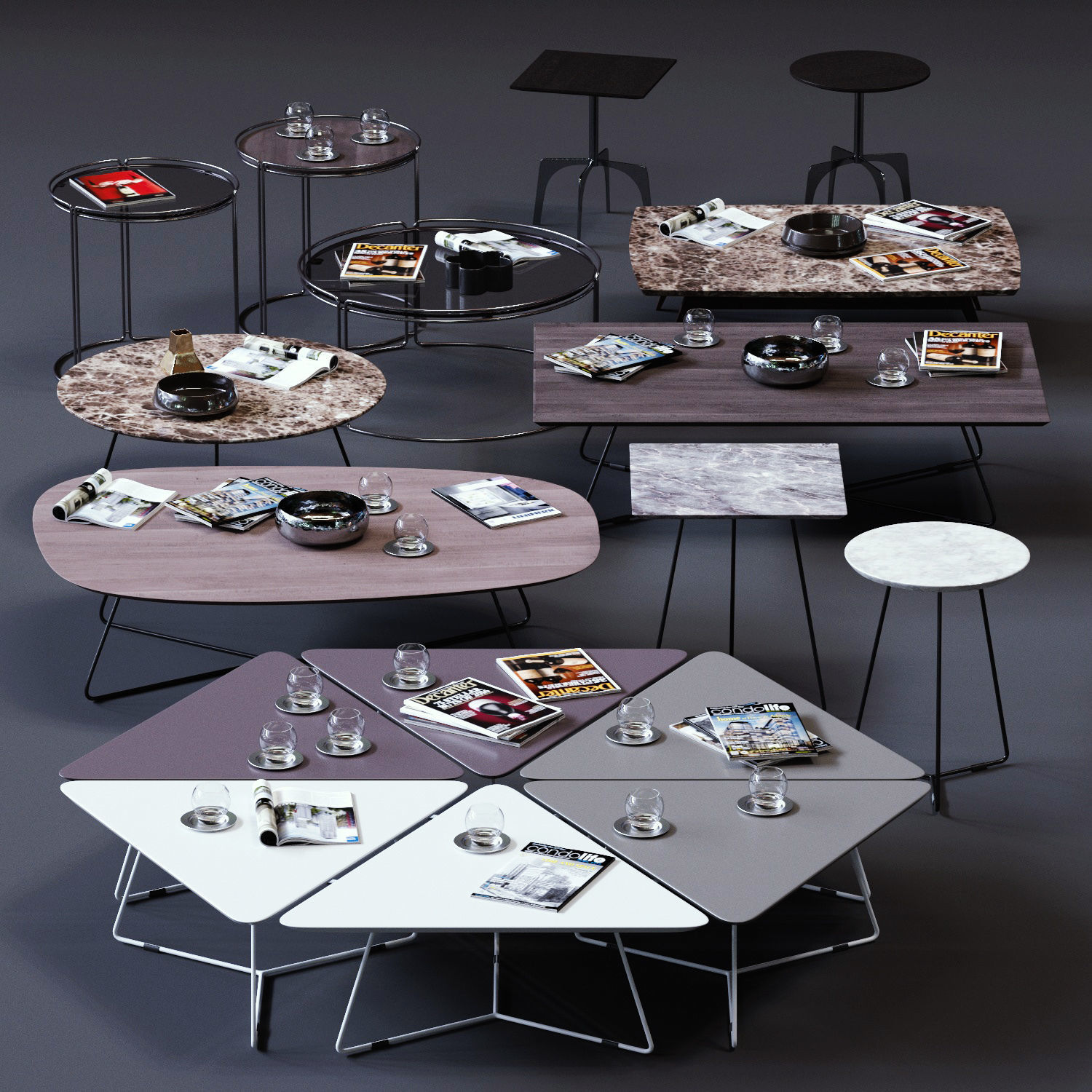 Ditre Italia Coffee Tables Set 02 Low-poly 3D model_3