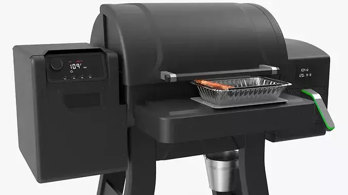 Outdoor Cooking Grill with Grilled Shrimps 3D model 6