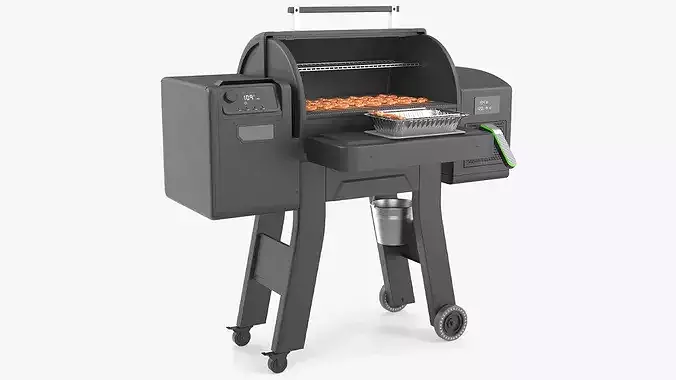 Outdoor Cooking Grill with Grilled Shrimps 3D model