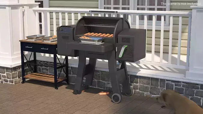 Outdoor Cooking Grill with Grilled Shrimps 3D model 2