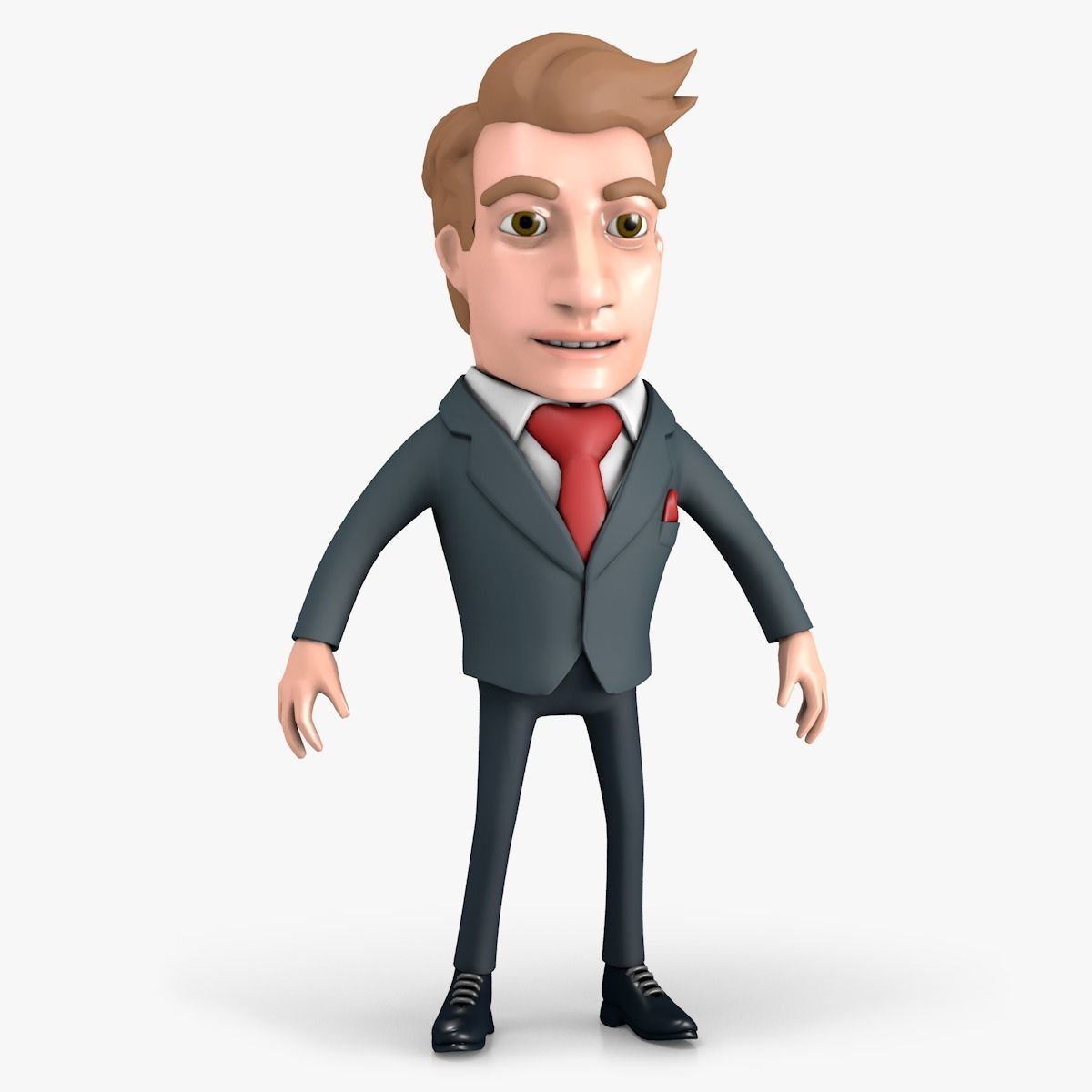 Businessman Cartoon Character 3D model_0