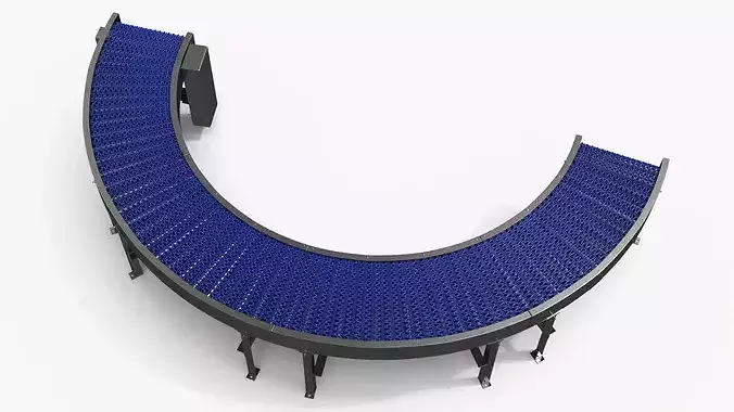 Stainless Frame Turn Conveyor with Plastic Belt 3D model 4