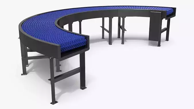 Stainless Frame Turn Conveyor with Plastic Belt 3D model