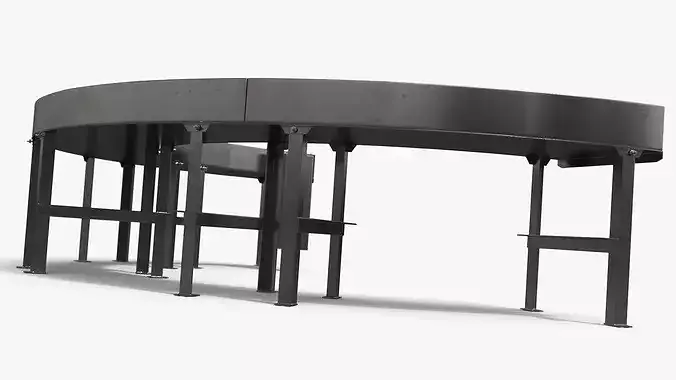 Stainless Frame Turn Conveyor with Plastic Belt 3D model 6