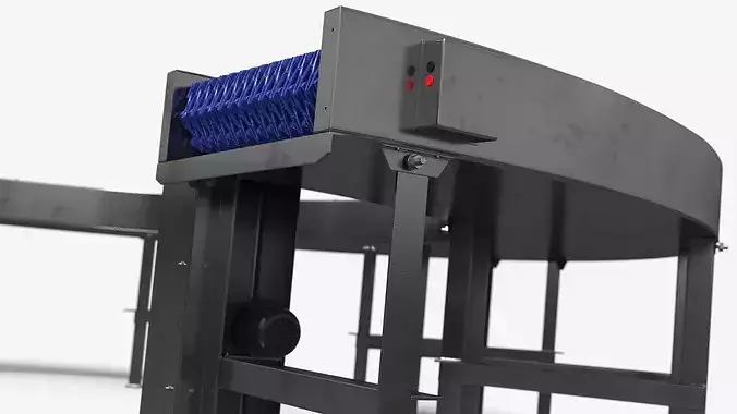 Stainless Frame Turn Conveyor with Plastic Belt 3D model 7