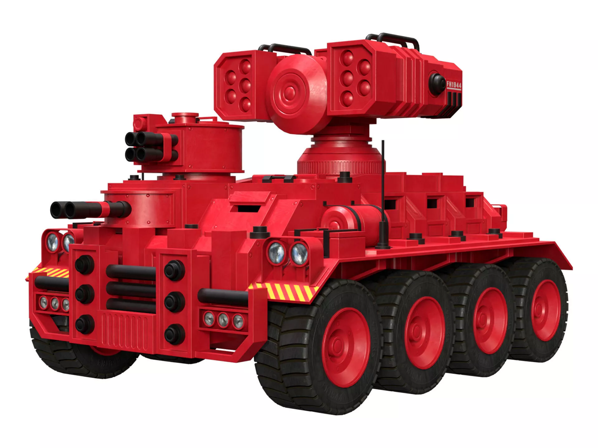Military APC-1-Red-Clean Low-poly 3D model