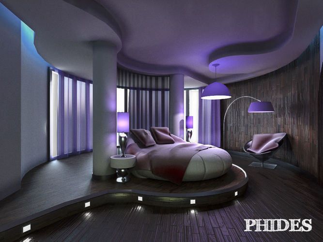 Bedroom futuristic with lighting 3D model
